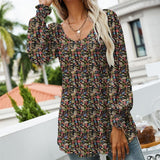 Chemise Á Manches Longues Bouffantes Imprimée
