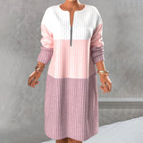 Robe Bloc de Couleur Avec Fermeture Éclair