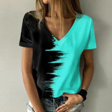 T-shirt à col en V contrasté