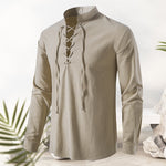 T-shirt homme en coton et lin avec cordon de serrage