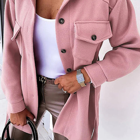 Manteaux En Laine Décontractés Á Col Fendu Pour Femmes