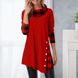 Robe irrégulière à carreaux avec revers