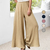 Pantalon Large En Coton Et Lin Grande Taille