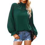 T-shirt ample à manches longues en mousseline de soie pour femme