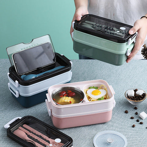 Boîte à lunch portable à trois empilables