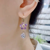 Boucles D'oreilles En Cristal De Fleur De Mode