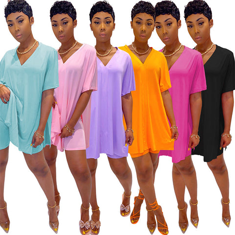 Ensemble Top & Short à manches chauve-souris et col en V