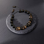 Bracelet de Perles d'Onyx de l'Armée du Crâne en Argent Sterling