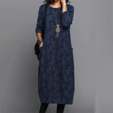 Robe de Poche Imprimée à Manches Longues