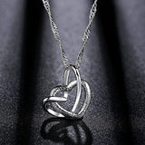Collier Pendentif Double Coeur Givré