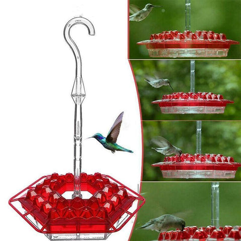 Mangeoire à Colibris Hexagonale Rouge à Suspendre