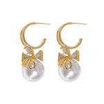 Boucles d'Oreilles de Perles de Cristal de Papillon de Mode