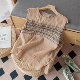 Gilet En Lin Ample Brodé D'été
