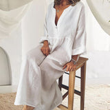 Combinaison à manches longues en coton et lin