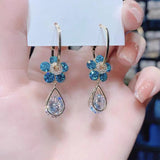 Boucles D'oreilles En Cristal De Fleur De Mode
