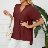 Chemise décontractée fine à col en V