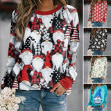 Imprimé de Noël Crewneck Sweat-shirt Polaire à Manches Longues