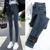 Pantalon crayon en molleton élastique épaissi pour femme