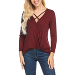 T-shirt femme en maille col V