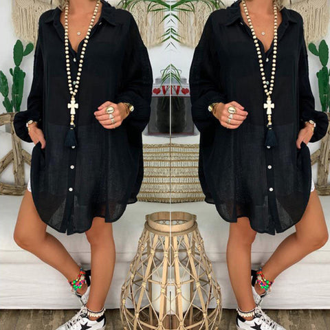 chemise boutonnée en coton et lin