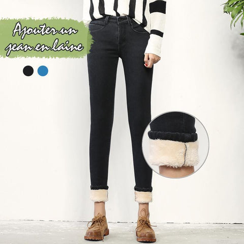 Legging en denim doublé de molleton