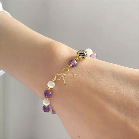 Bracelet Améthyste Blanc Clair de Lune