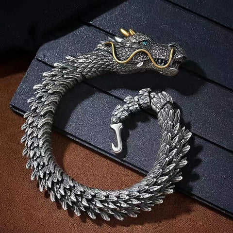 Bracelet Chaîne Dragon Fait Main en Argent