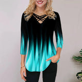 T-shirt Ample Á Col En V Pour Femmes