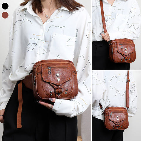 Sac à bandoulière vintage pour femme en cuir souple