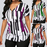 T-shirt à Manches Courtes Imprimé à Col en V de Grande Taille