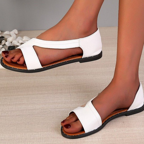 Sandales Plates à Rivets en Forme de Bouche de Poisson