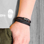 Bracelet en cuir multicouche pour homme