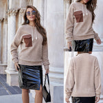 Sweat Ras Du Cou à Poche Pelucheuse