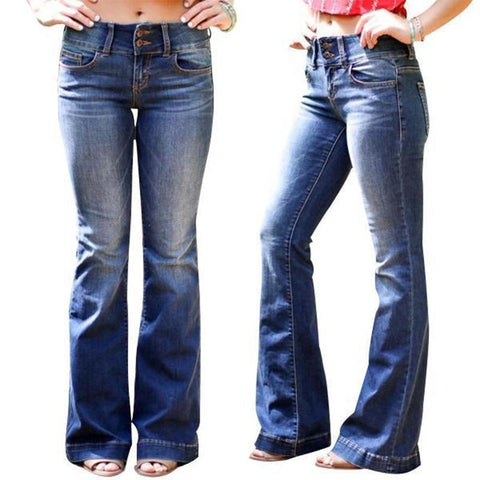 Femmes Mode Taille Haute Jeans Évasé