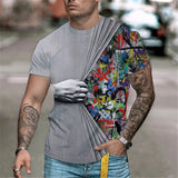 T-shirt homme avec imprimé 3D et col rond