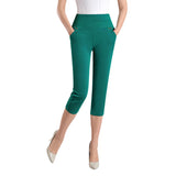 Pantalon à sept points pour femmes Pantalon décontracté élastique taille haute