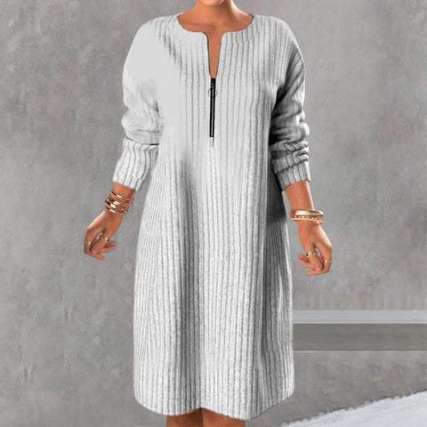 Robe Unicolore avec Fermeture Éclair