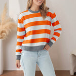 Sweat-shirt à manches longues et coupe slim à col rond et à la mode