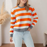 Sweat-shirt à manches longues et coupe slim à col rond et à la mode