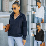 Sweat-shirt à col roulé de couleur unie