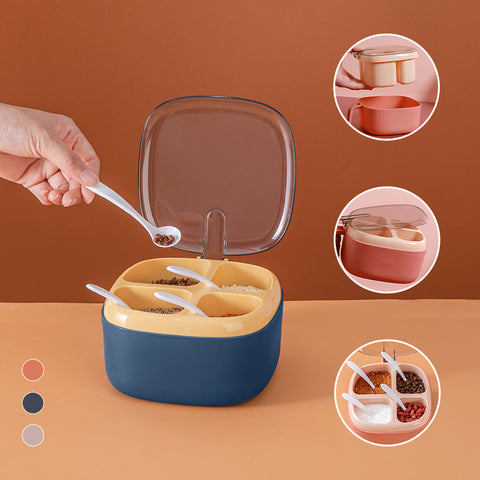 Boîte de quatre assaisonnements avec couvercle
