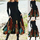 Robe Imprimée à Manches Longues