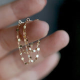 Boucles d'Oreilles Pompon Chaîne Paillettes