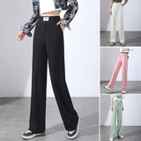 Pantalon d'été taille haute en soie glacée drapé pour femme