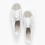 Baskets en cuir argent diamant
