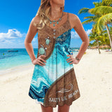 Robe Á Bretelles Spaghetti Imprimée Á Glissière