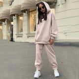 Sweat à capuche décontracté deux pièces de couleur unie