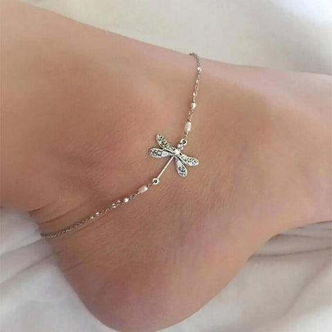 Bracelet de cheville femme libellule insecte
