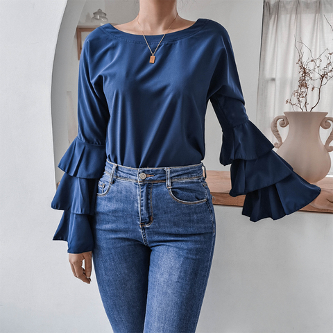 Chemise en mousseline à manches évasées
