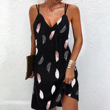 Mini-robe élégante à double bretelles et col en V pour femmes